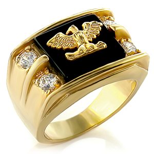 GENUINE NATURAL ONYX EAGLE MENS RING-size9/11